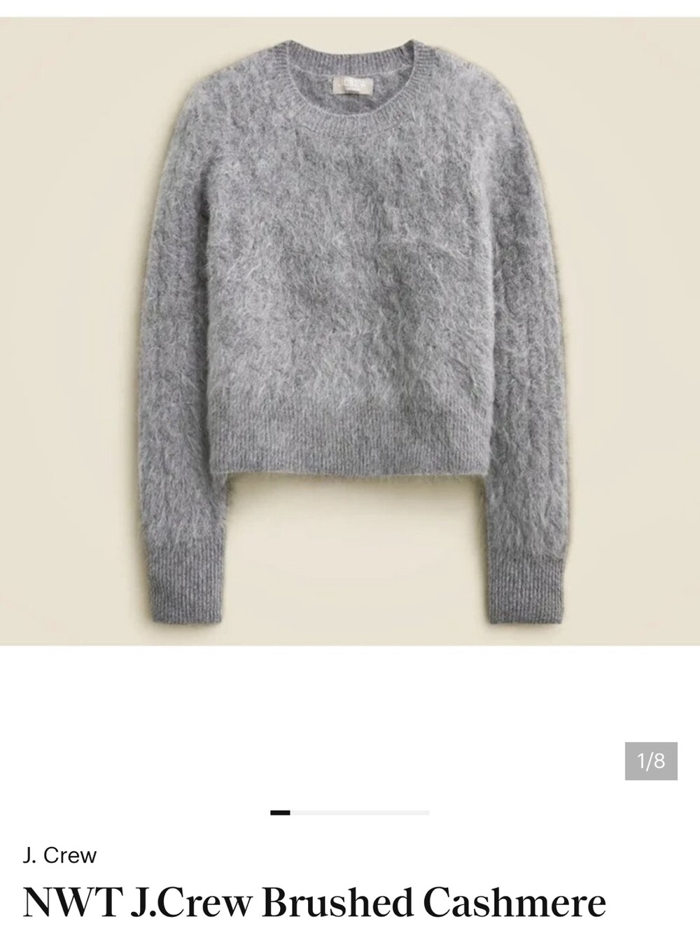 J. Crew Brushed fuzzy Cashmere Sweater in Light Gray